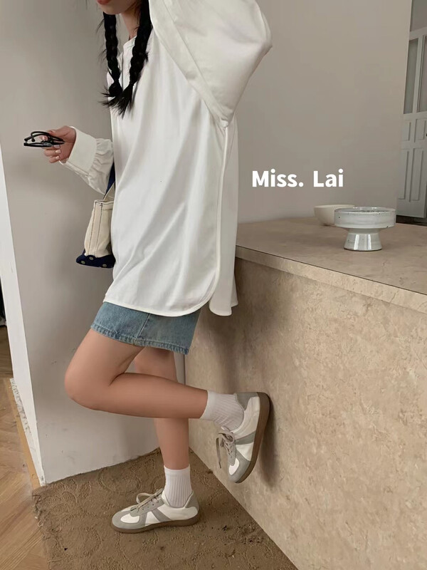 New in early autumn!【HH &MISS LAI】Neat version simple and comfortable all-match long-sleeved T-shirt 3002# L