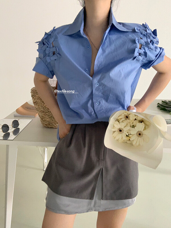 【UNITY】Designed Bow Shirt (Women's Chic and Beautiful Small Shirt) TS815# CQW