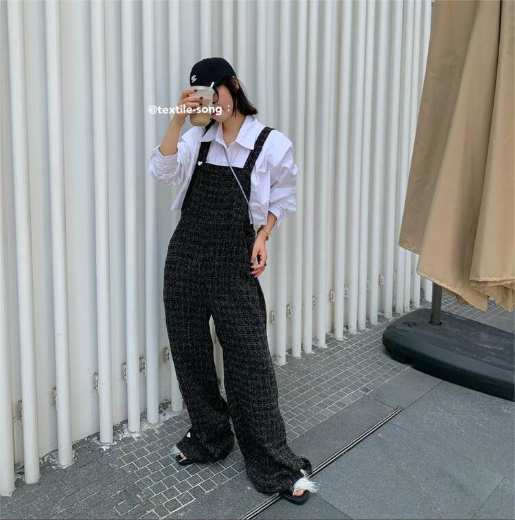 【UNITY】Casual wide-leg pants women's plaid suspender jumpsuit YS1-Q17018# CQW