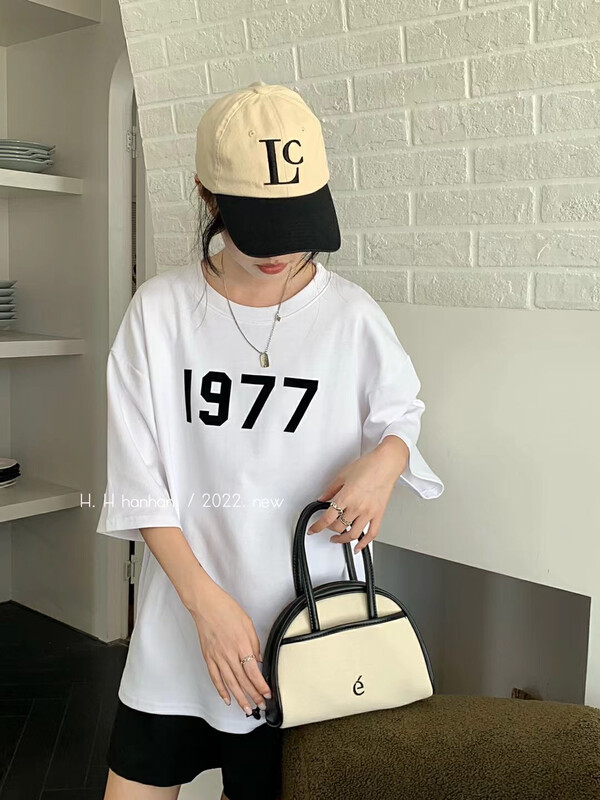 New in autumn! [HH &MISS LAI] Korean simple round neck all-match casual short-sleeved T-shirt 501# L