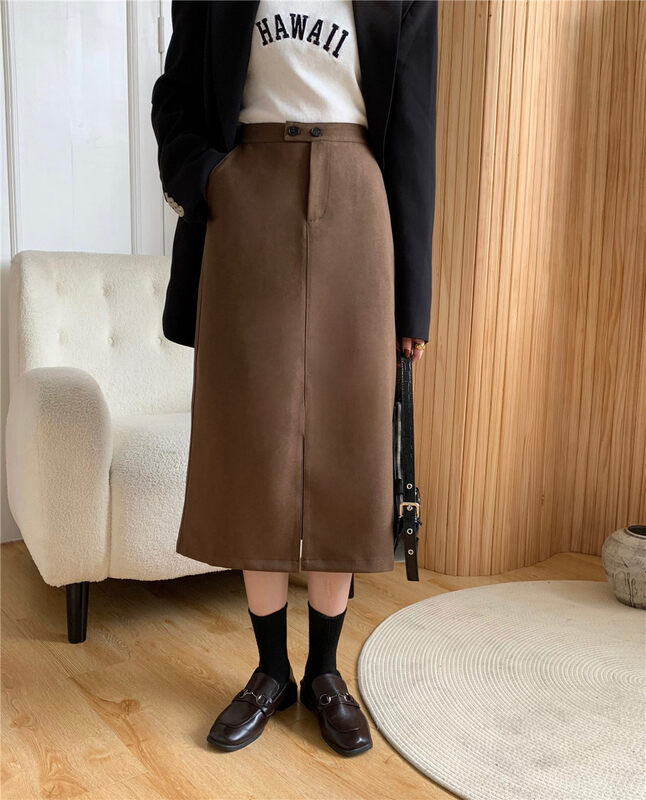 New in early autumn! [DCT] Casual and simple split all-match skirt 1017# WPL