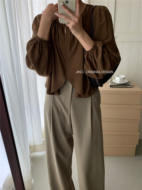 Autumn is new! [JIN.C] pullover comfortable all-match small shirt h3239# L