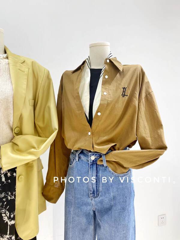 [C Ouni] Simple embroidered letter shirt (only selling shirts) C725-82726-1# GYJ