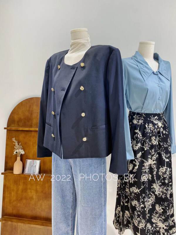 New in early autumn! [C Ouni] round neck double-breasted fashion short coat C221-YL106# GYJ
