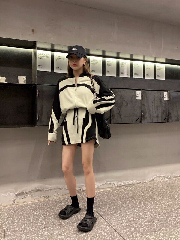 Autumn is new! [SAVAGE] Contrast color short coat + slim skirt two-piece suit E9596# WPL