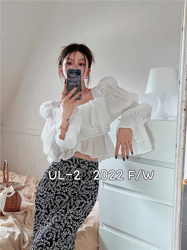 Autumn is new! [UL-2] temperament solid color square collar short shirt 9105# JJ