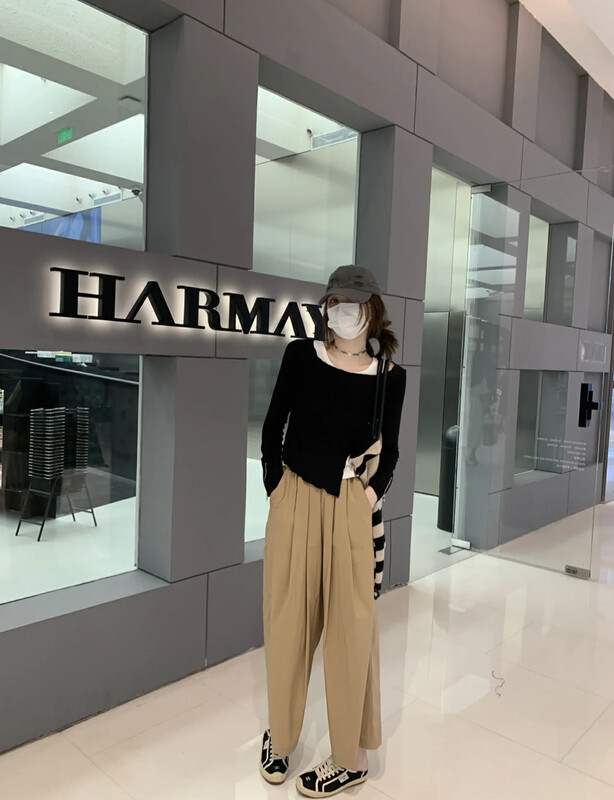 【SAVAGE】Retro High Waist Elastic Waist Loose Wide Leg Casual Pants E9356# WPL