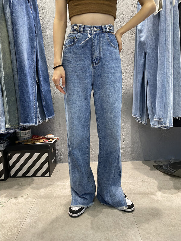 秋款上新!【DTOO.LIN】高腰毛邊開叉牛仔褲  N18A#  OZQ
