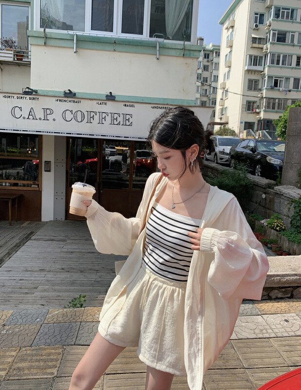 New in early autumn! [SAVAGE] Korean Hooded Loose Drawstring Jacket + Elastic Waist Casual Shorts Suit E9239# WPL