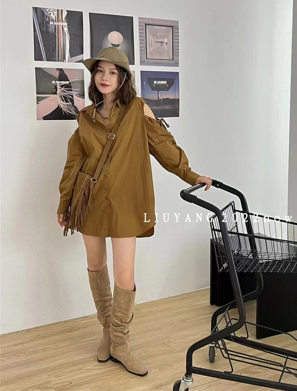 New in early autumn!  【LIU-Y】Casual loose loose shoulder design shirt 66069# XJ