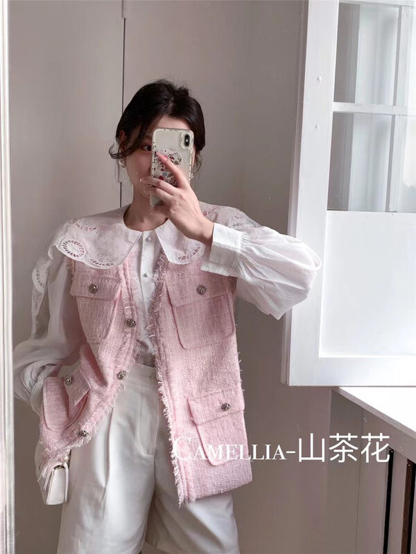 Early autumn new style!【CAMELLIA】Xiaoxiangfeng V-neck vest 9609-1# HJY
