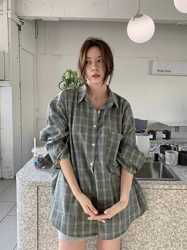 New in early autumn! [SAVAGE] Lazy retro plaid loose shirt E9353# WPL