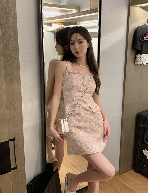 New in early autumn! [SAVAGE] Xiaoxiangfeng tweed slim fit suspender dress E9390# WPL
