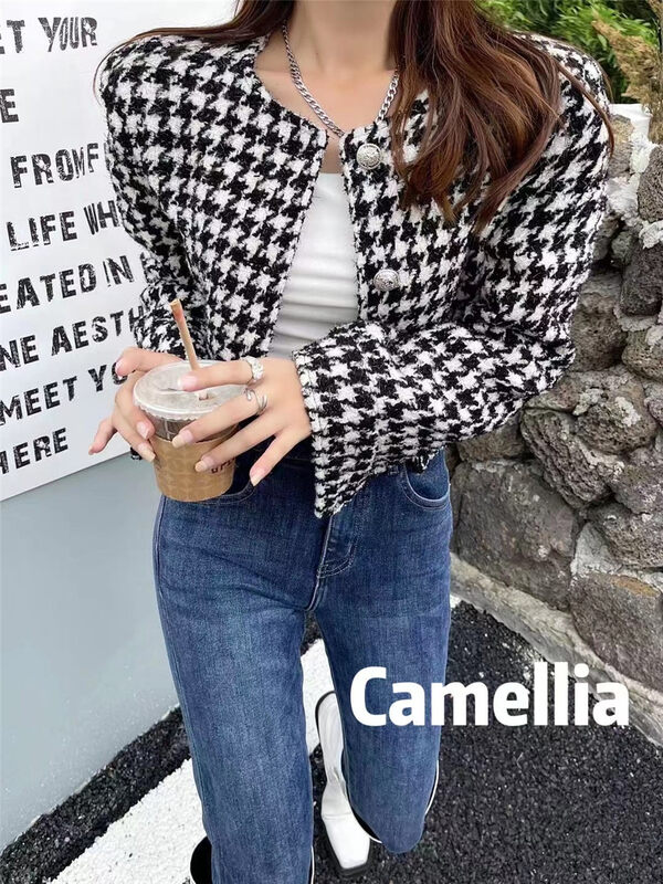 New in autumn! [CAMELLIA] Houndstooth temperament short coat 09050# HJY