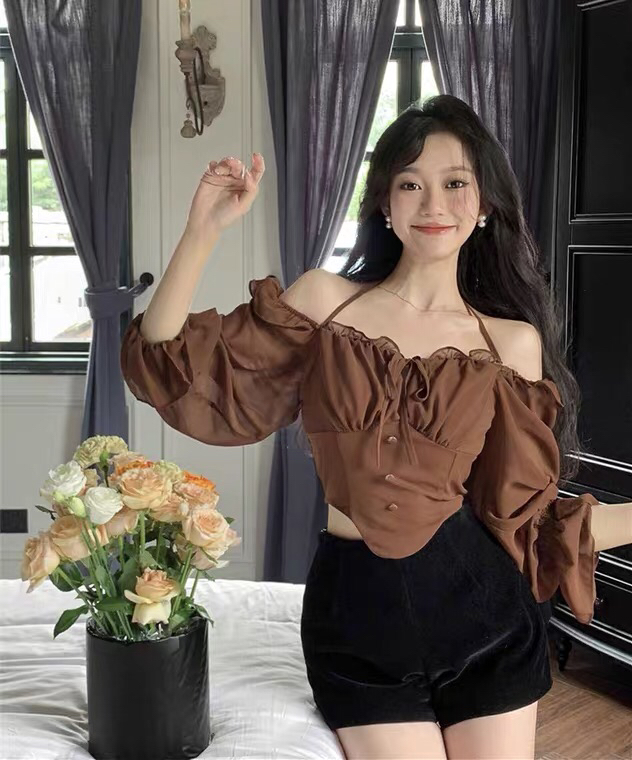 New in early autumn!  【UL-2】French retro tie ruffled shirt 9112# JJ