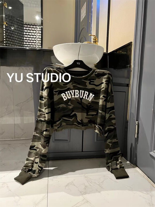 New in autumn! [YU] camouflage letter short shirt 9168# JJ