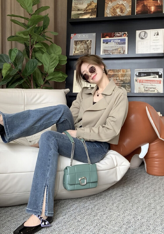 Autumn is new!【SAVAGE】Korean retro high-waist side slits slim and slim jeans E9539# WPL