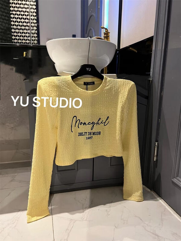 Autumn is new! [YU] Letter Short Shoulder Pad Shirt 68091# JJ