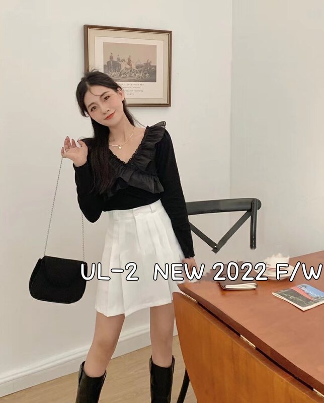 New in early autumn! [UL-2] slim V-neck stitching mesh shirt 9129# JJ