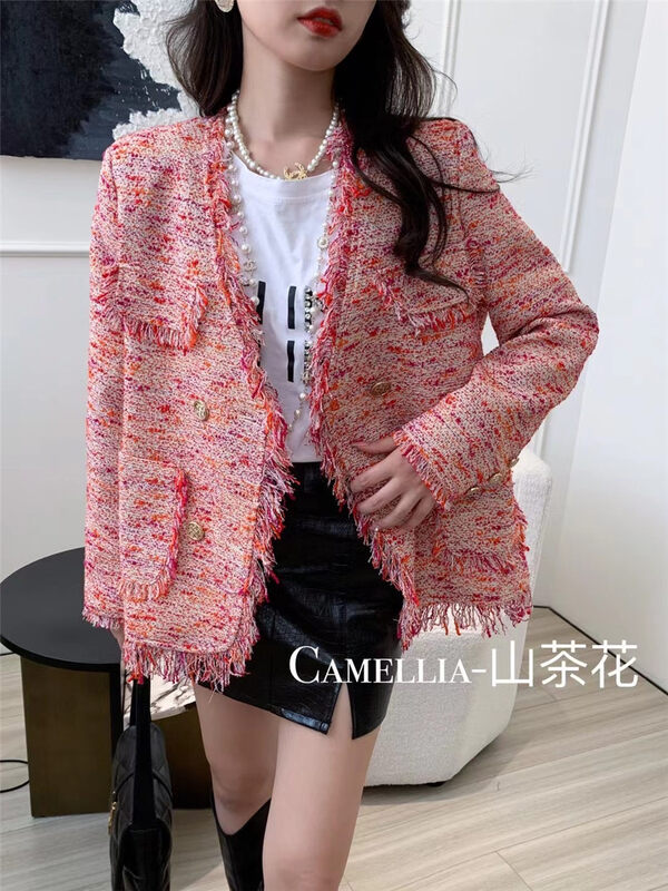 Early autumn new style!【CAMELLIA】Temperament and fashionable fringed short coat 9865# HJY