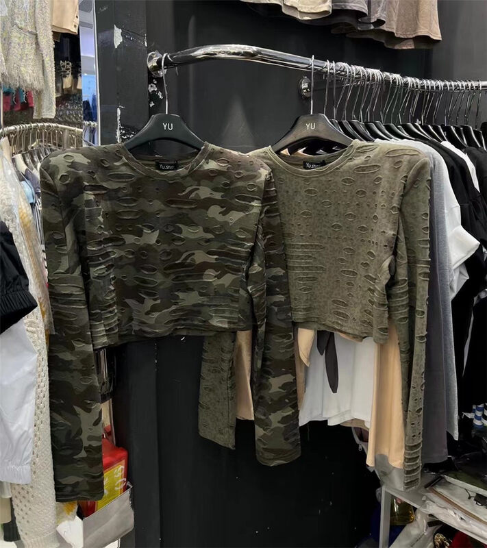 New in early autumn! [YU] Simple camouflage short shirt 65336# JJ