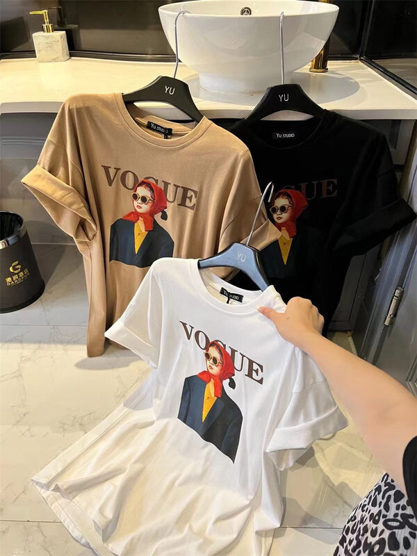 New in autumn! [YU] Casual round neck printed versatile short-sleeved T-shirt 36358# JJ