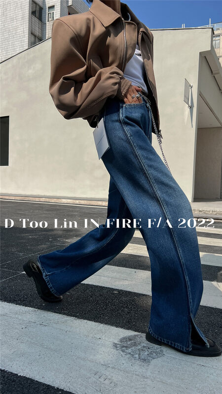 New in autumn!【DTOO.LIN】Casual loose and versatile jeans (with chain) N16A# OZQ