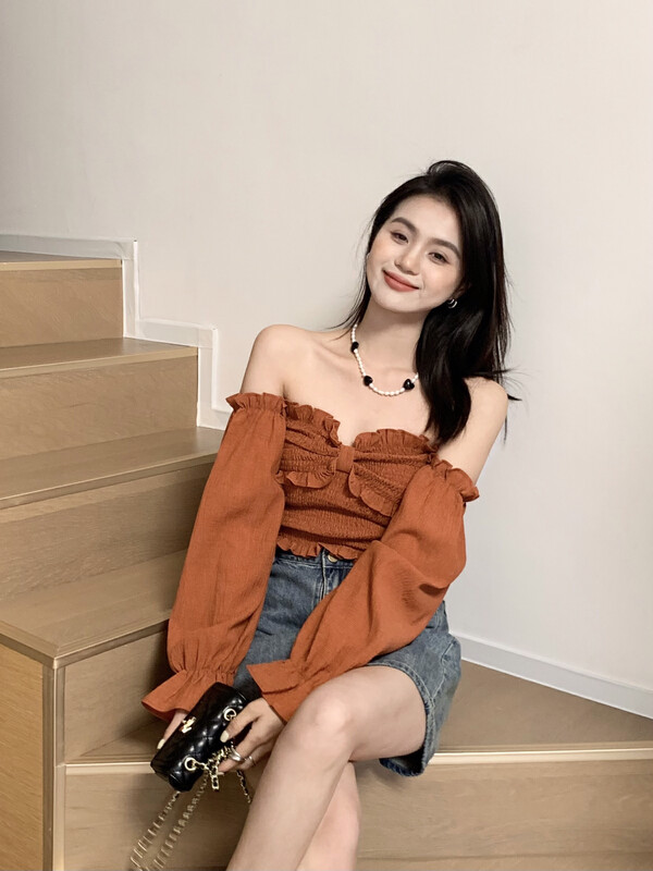 New in early autumn! [UL-2] Fashionable one-shoulder all-match small shirt 9106# JJ