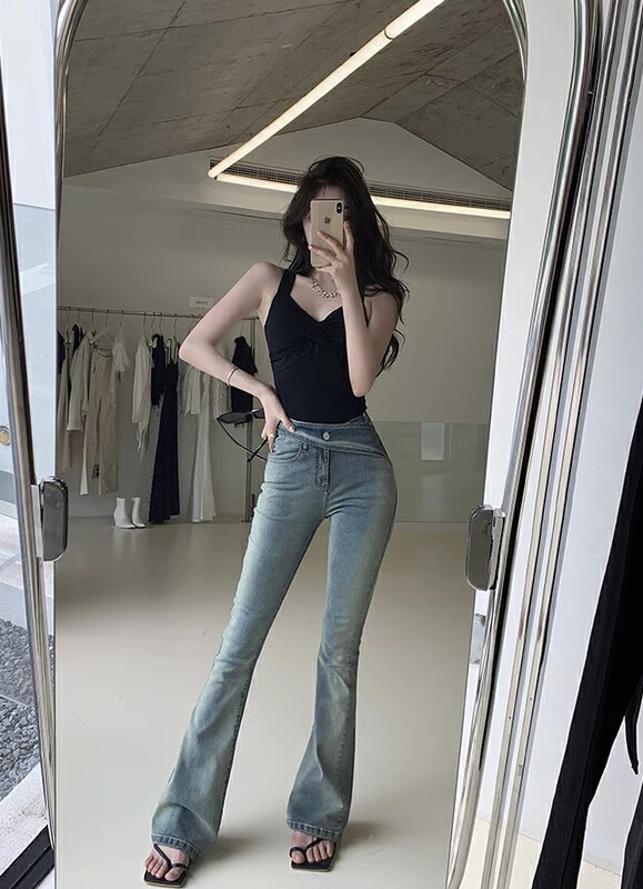 【SAVAGE】High waist slim fit hot girl flared jeans E8699# WPL