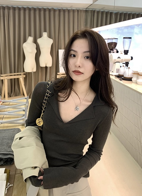 New in early autumn!【SAVAGE】French Lazy Small Sexy Knit Sweater E9513# WPL