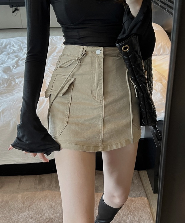New in early autumn!【SAVAGE】French hot girl style all-match high-waisted drawstring skirt E9352# WPL