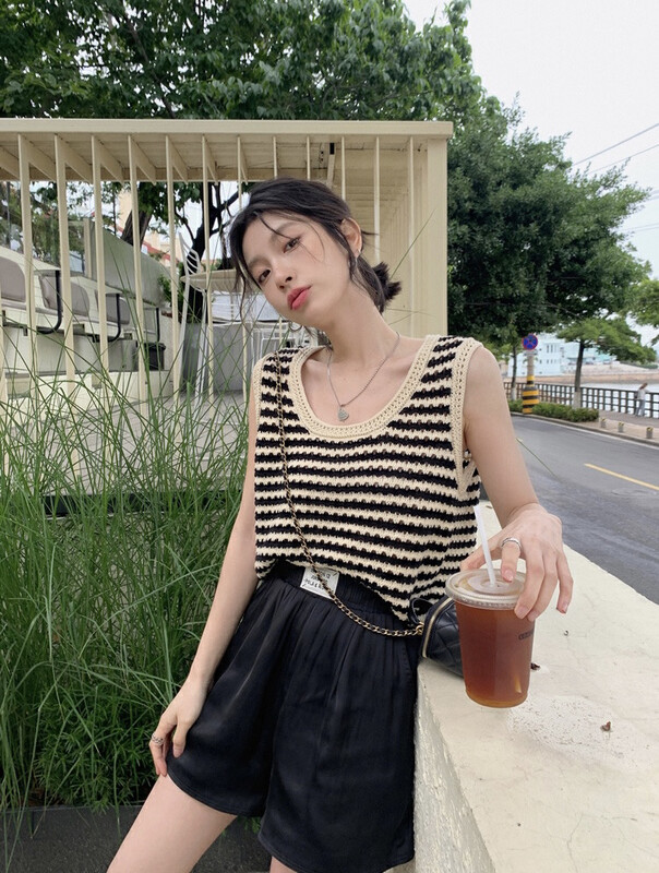 【SAVAGE】Korean version of western style age-reducing striped contrasting striped sweater E8860# WPL
