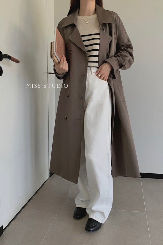 [MISS] Korean version of the simple big-name all-match texture windbreaker (with belt) W326