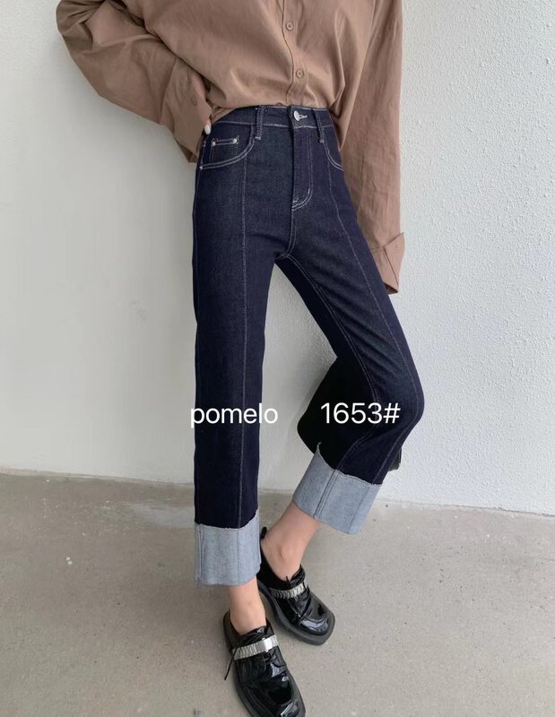 New in early autumn! [Grapefruit] Korean version of the all-match jeans with curly edges YS1-1653# HJY