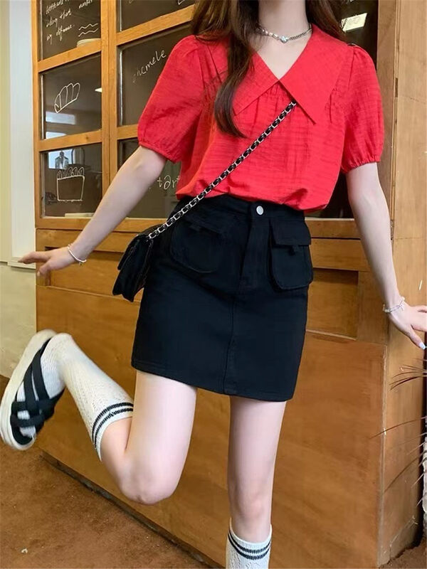 New in autumn! [Gu Muyu] Tooling pocket short skirt A9602# ZJY
