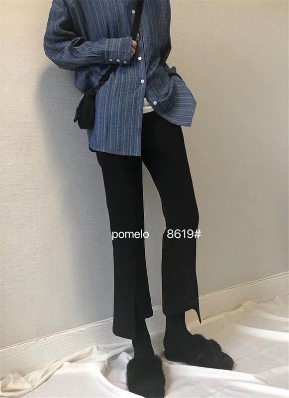 Early autumn new style! [Grapefruit] Simple and thin irregular nine-point trousers 8619# HJY