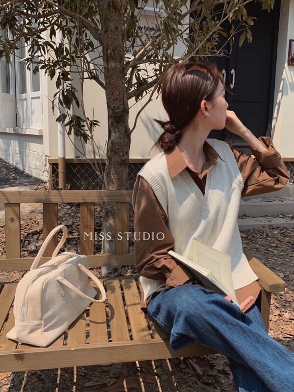 【MISS】Korean V-neck wool knitted vest 35 wool vest 2060