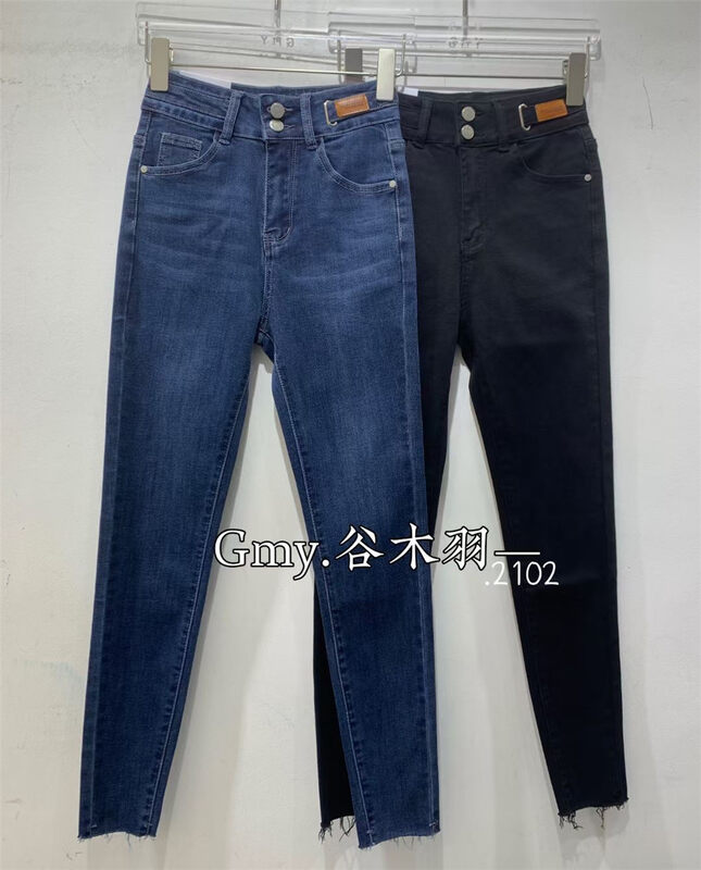 New in early autumn! [Gu Muyu] Comfortable and slim double-button jeans 2102-1# ZJY