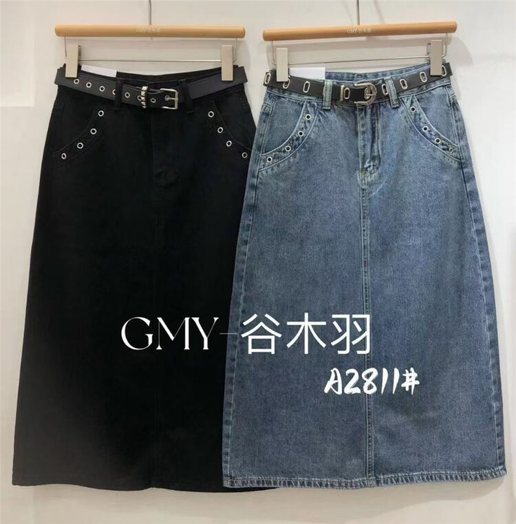 Autumn is new! [Gu Muyu] temperament pure black all-match skirt (without belt) A2811-1# ZJY