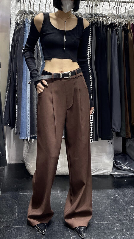 Autumn is new! [Nisa-SDD] Korean version of solid color all-match casual pants (with belt) 9190# WTT