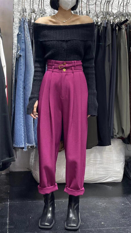 Autumn is new! [Nisa-SDD] Solid color all-match high-waist casual pants (with belt) 9132# WTT