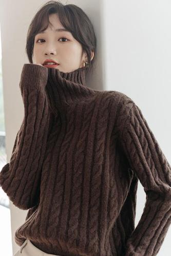 Thickened loose warm knitted sweater women's short outer wear knitted sweater 2022 new solid color fashion turtleneck sweater