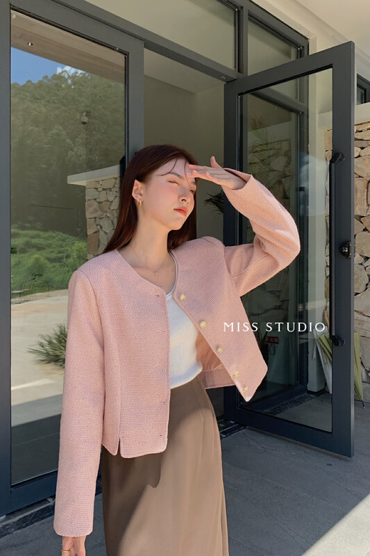 【MISS】Korean version of gold buckle small fragrance temperament short coat F2313# FHX