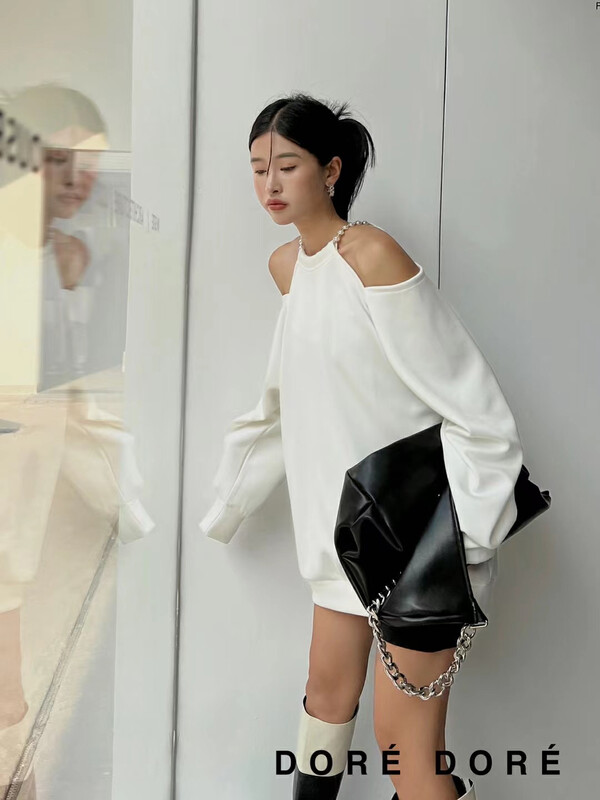 New in early autumn!【DORE DORE】pearl chain neck sweater 1330# OZQ