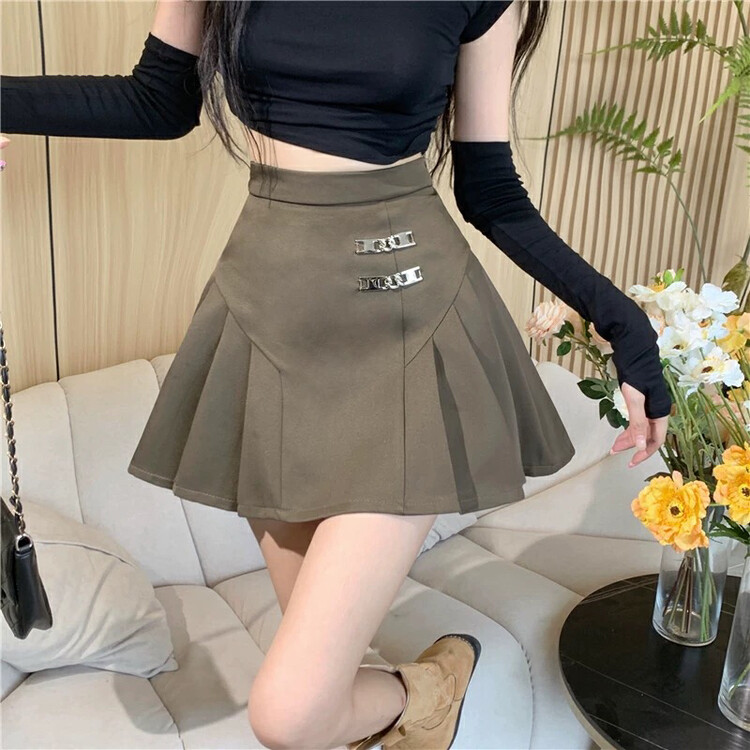 Autumn is new! [S.J] Korean version of the college style high waist pleated design skirt 1519# LSW