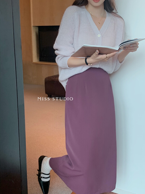 【MISS】Korean version all-match back elastic suit skirt F2318