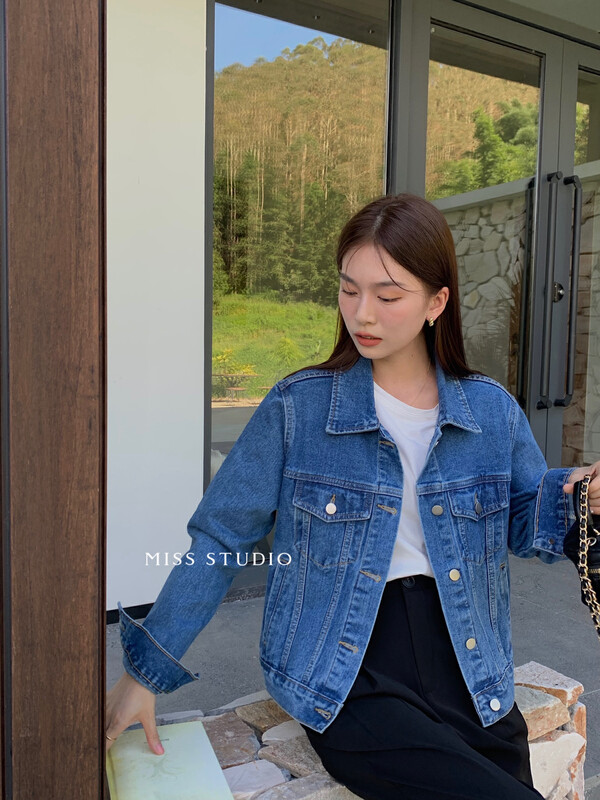 【MISS】Korean style side buckle classic denim jacket 99081# FHX