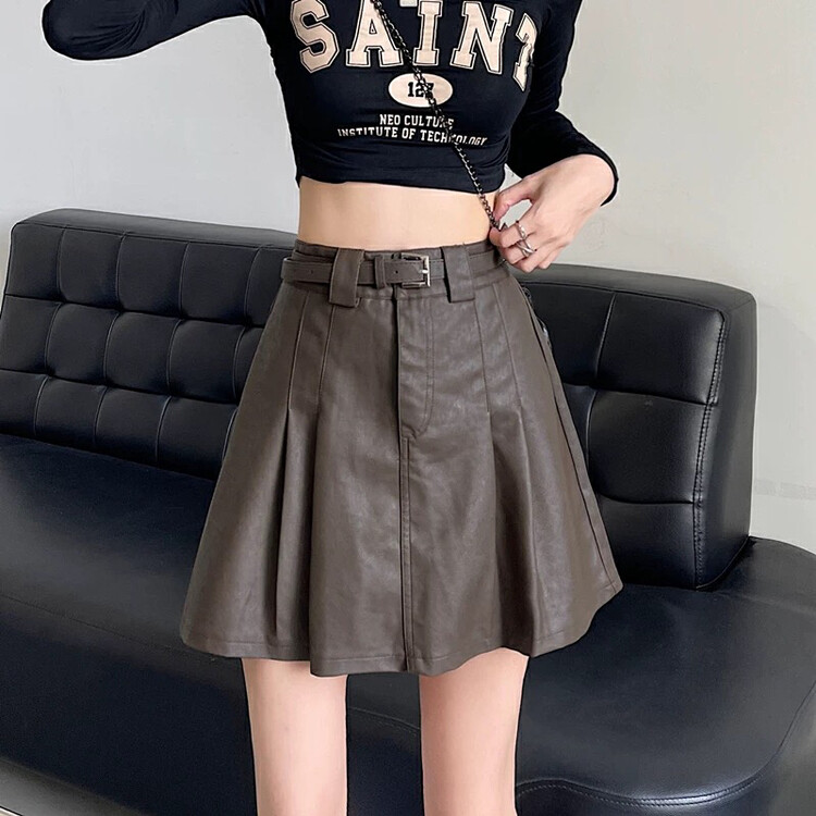 New in autumn! [S.J] Simple solid color all-match skirt (with belt) 1505# LSW
