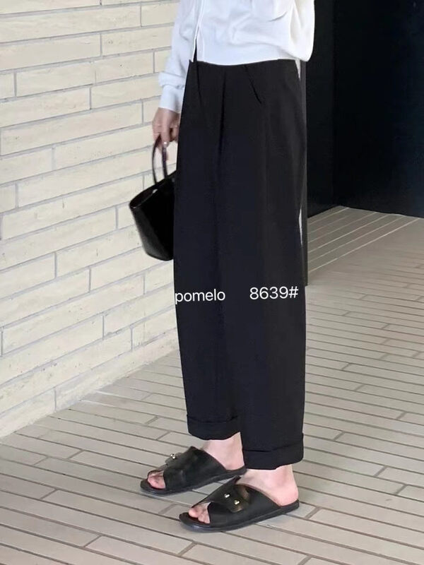 Autumn models are new! [Grapefruit] Simple curly trousers 8639# HJY
