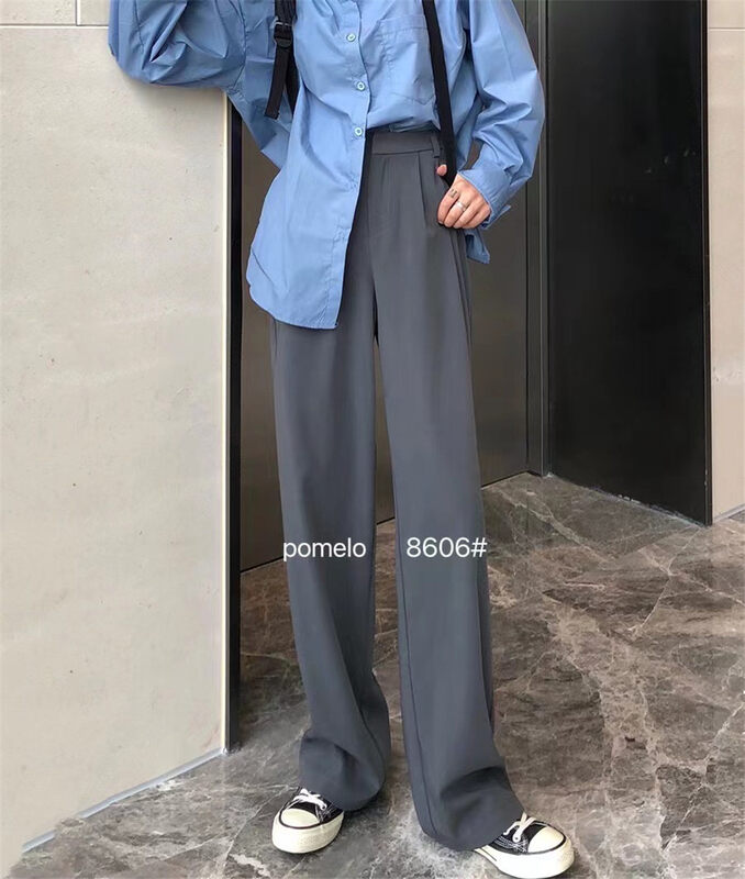 New in early autumn! [Grapefruit] Korean simple high-waisted straight-leg trousers YS1-8606# HJY